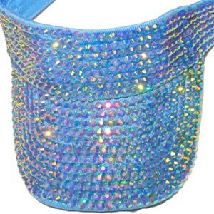 OCEAN BLUE RHINESTONE SUN VISOR